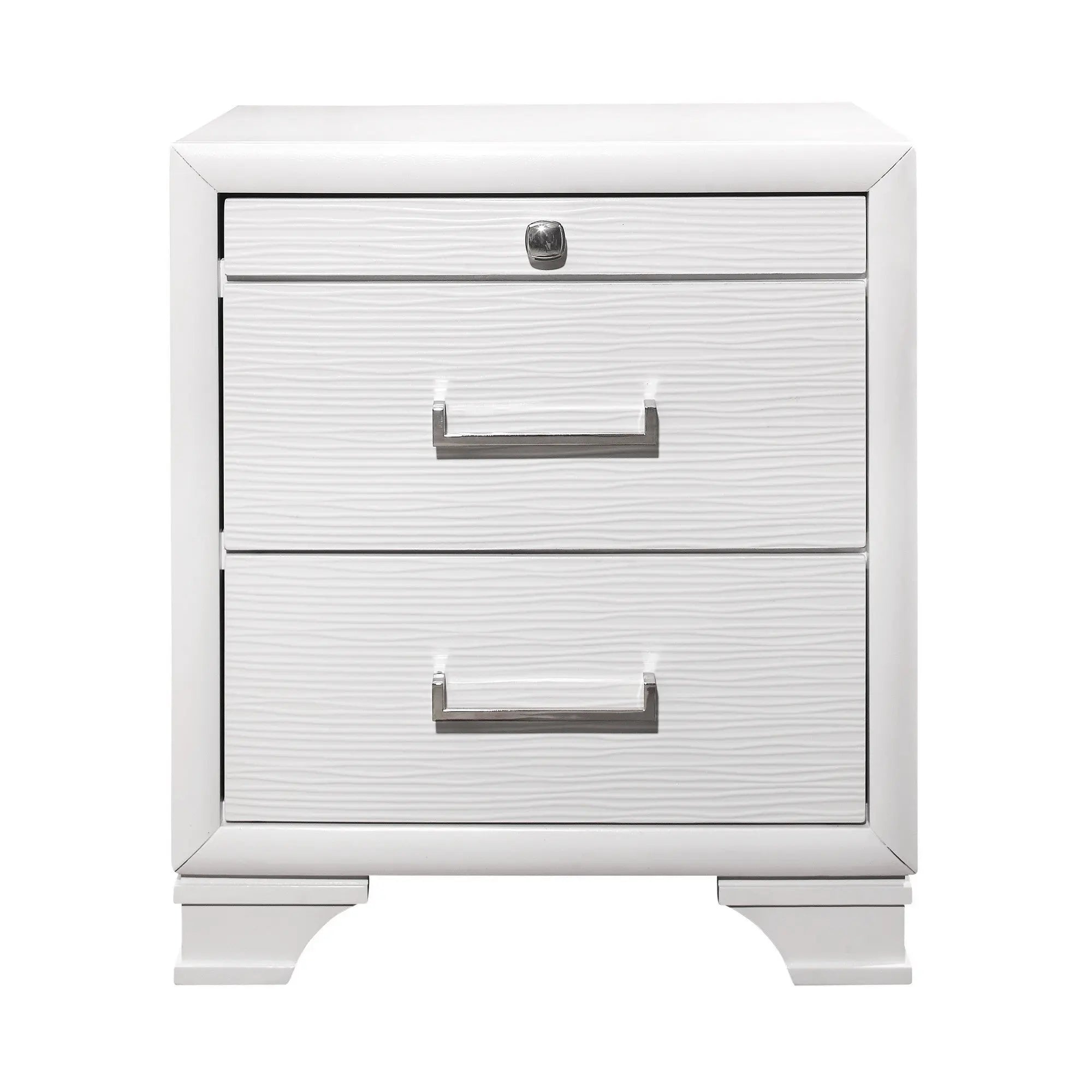 27" White Wood Two Drawer Nightstand Homeroots Bed & Bath