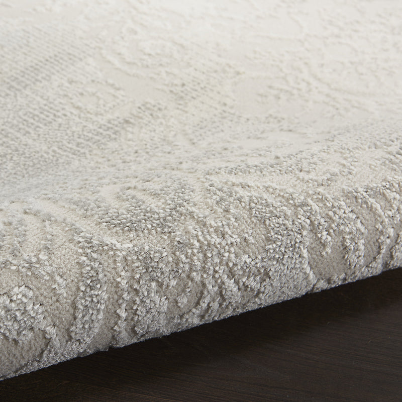 2' X 3' Ivory and Gray Damask Distressed Non Skid Area Rug Homeroots Home Decor