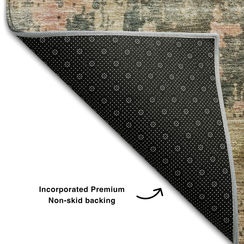 10' X 14' Sage And Beige Abstract Washable Area Rug With UV Protection Homeroots Home Decor