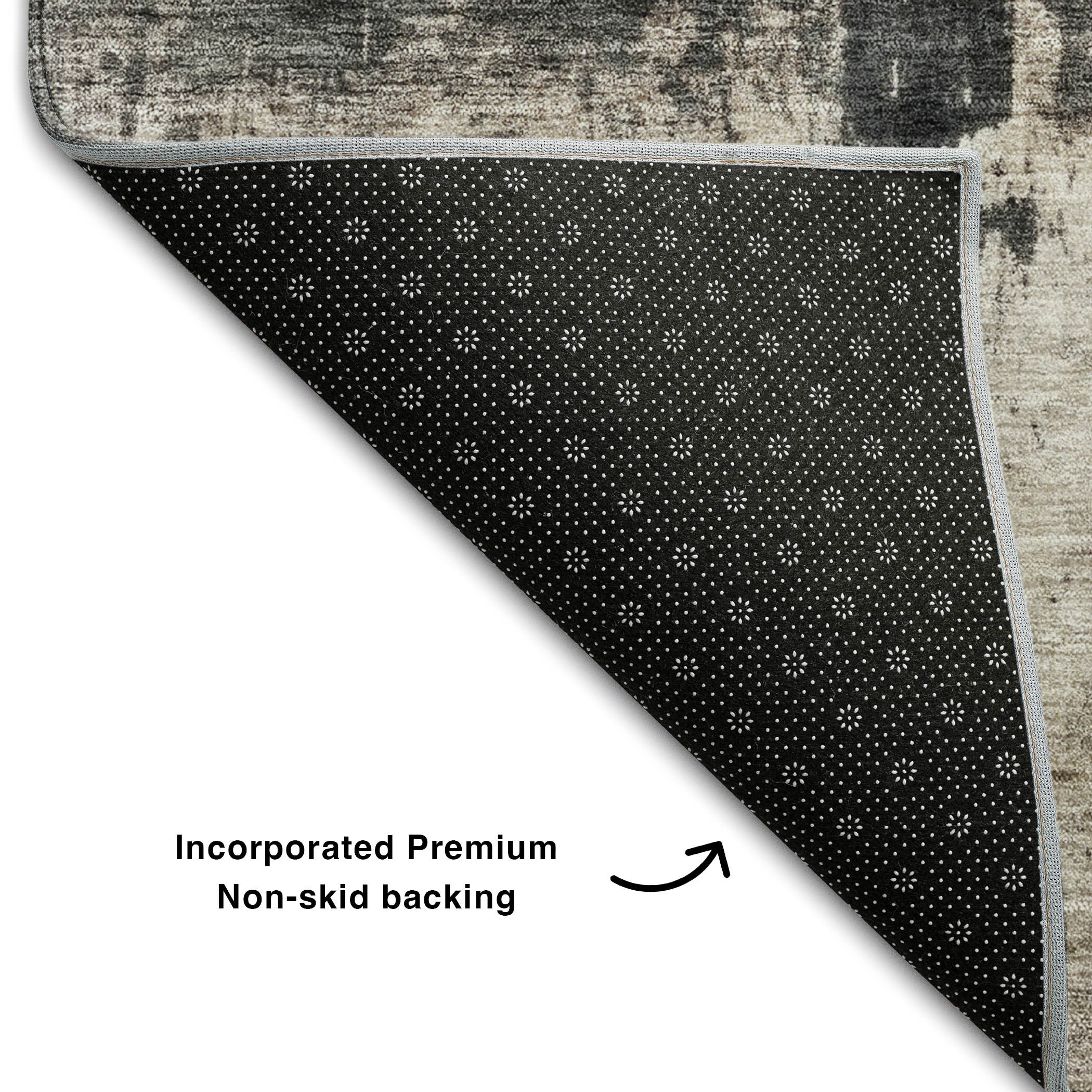 8' Taupe Beige And Gray Abstract Washable Round Rug With UV Protection Homeroots Home Decor