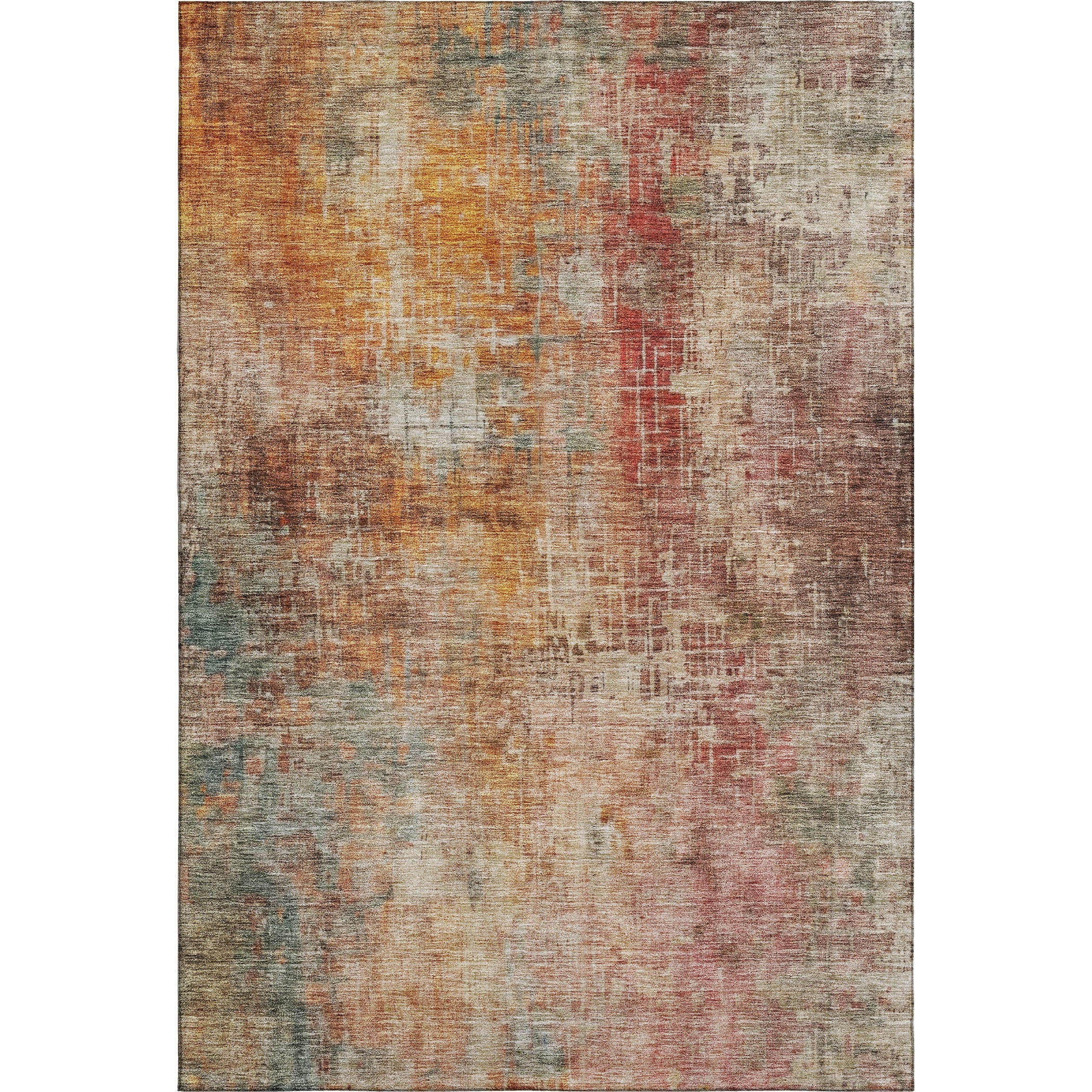 9' X 12' Tan Beige And Red Abstract Washable Area Rug With UV Protection Homeroots Home Decor
