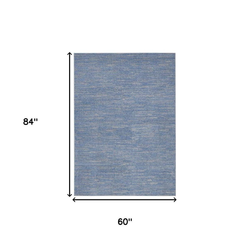 5' X 7' Blue And Gray Indoor Outdoor Area Rug - GreatEagleInc