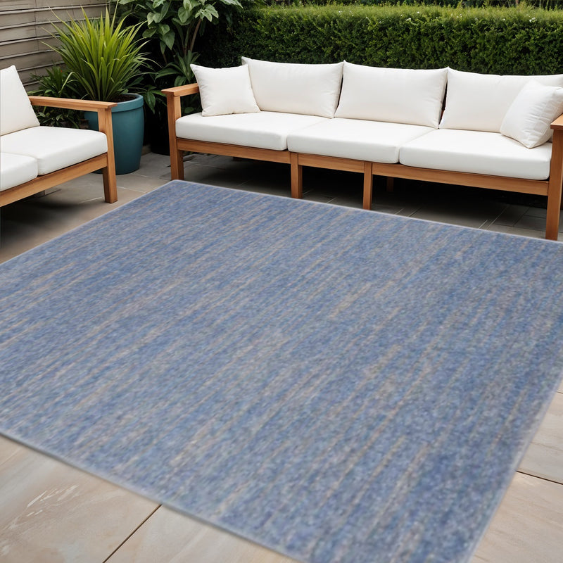 5' X 5' Blue And Gray Square Indoor Outdoor Area Rug - GreatEagleInc