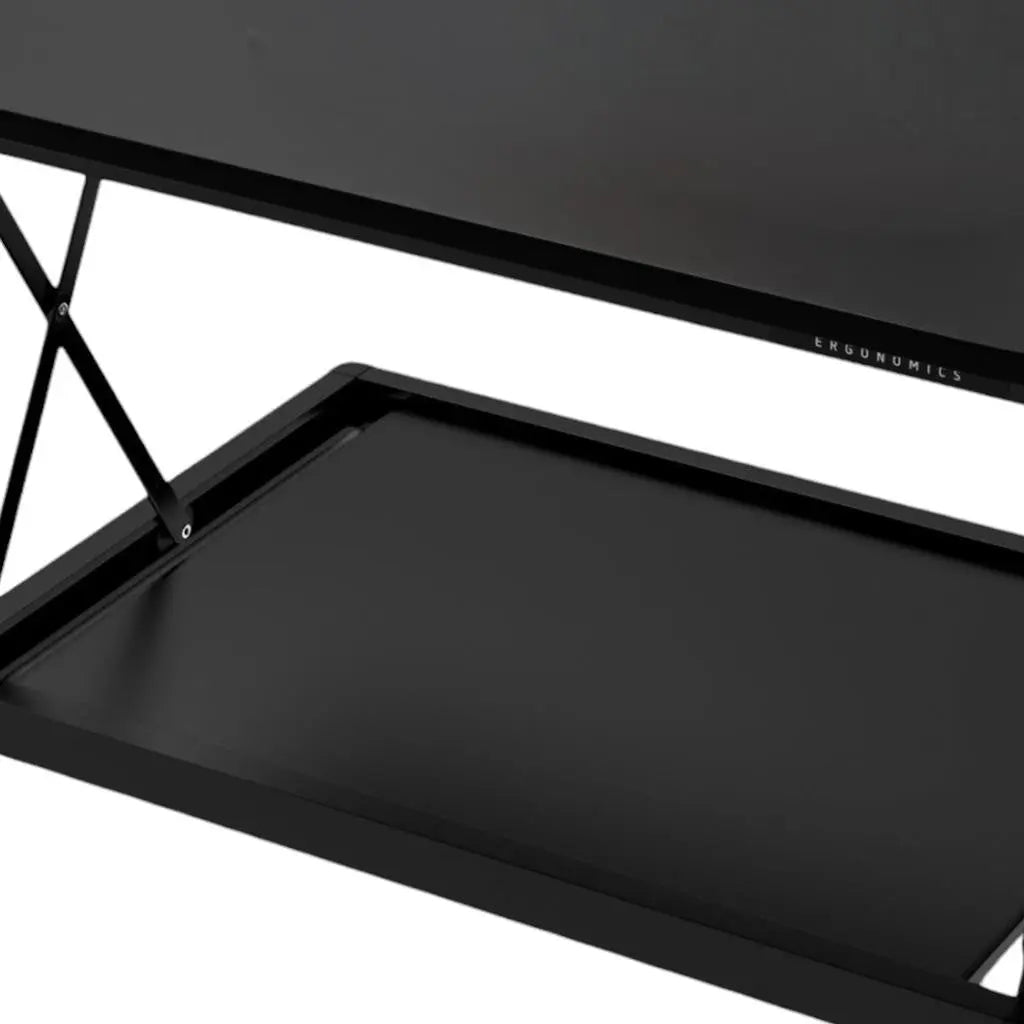 28" Adjustable Black Stainless Steel Standing Desk Converter Homeroots Office