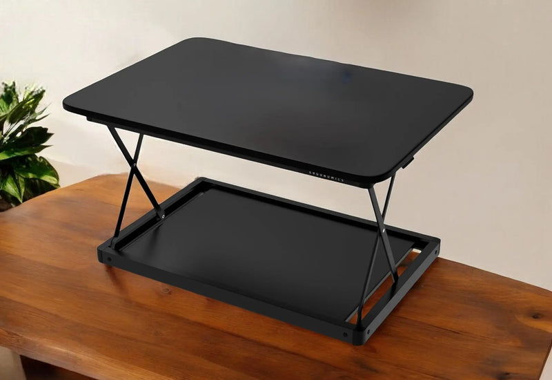 28" Adjustable Black Stainless Steel Standing Desk Converter Homeroots Office