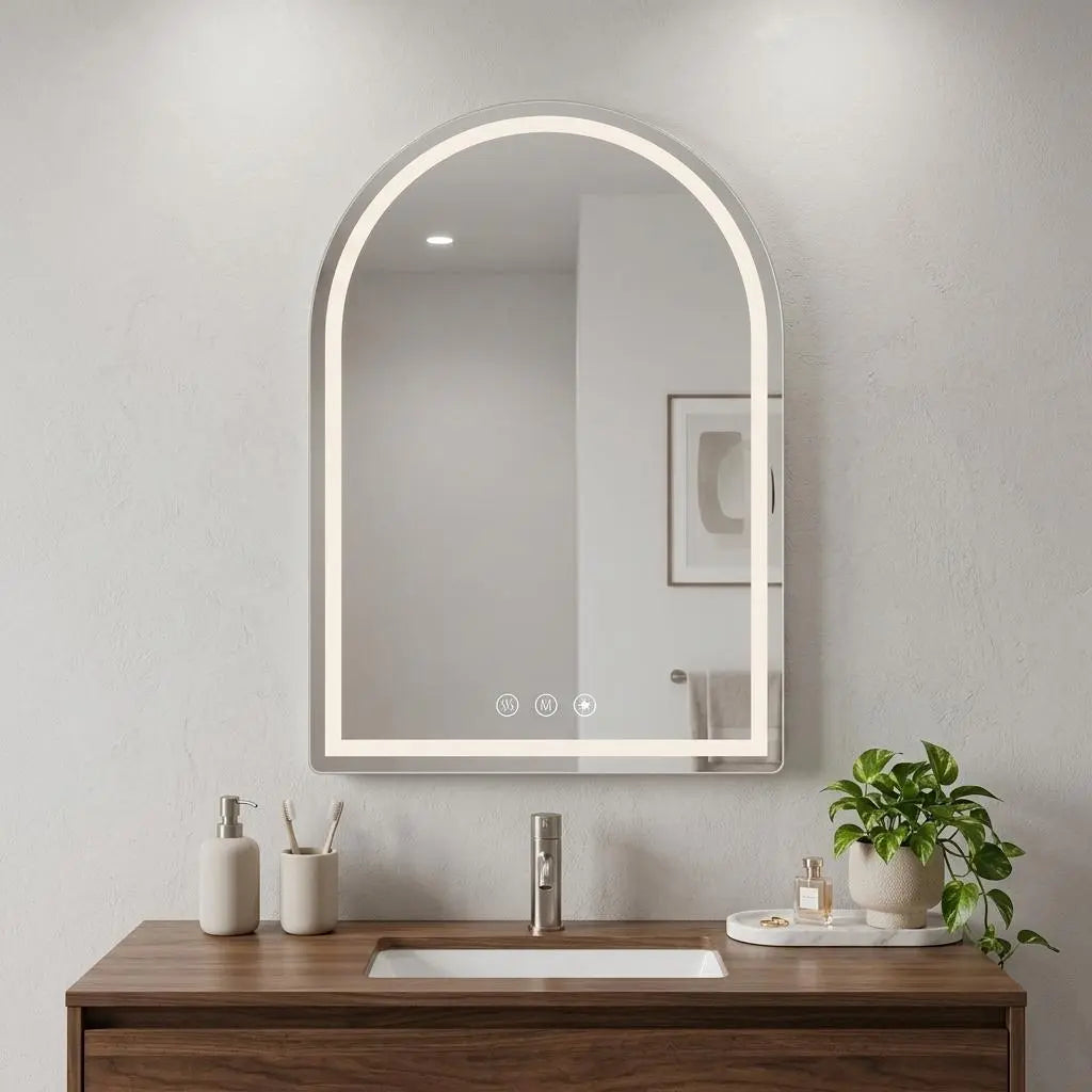 28" Arch Lighted Frameless Bathroom Vanity Mirror Homeroots Bed & Bath