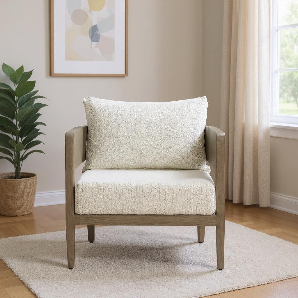 28" Beige Upholstered Arm Chair Homeroots Living Room