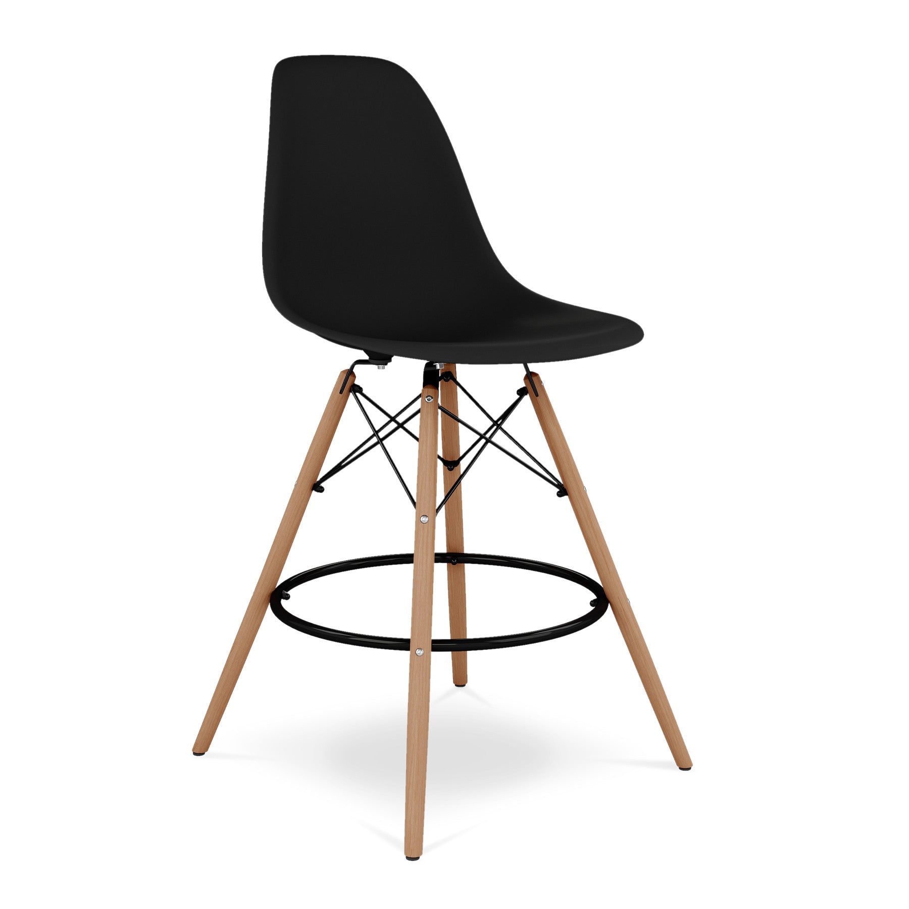 28" Black And Brown Heavy Duty Plastic And Solid Wood Counter Height Bar Chair Homeroots Living Room