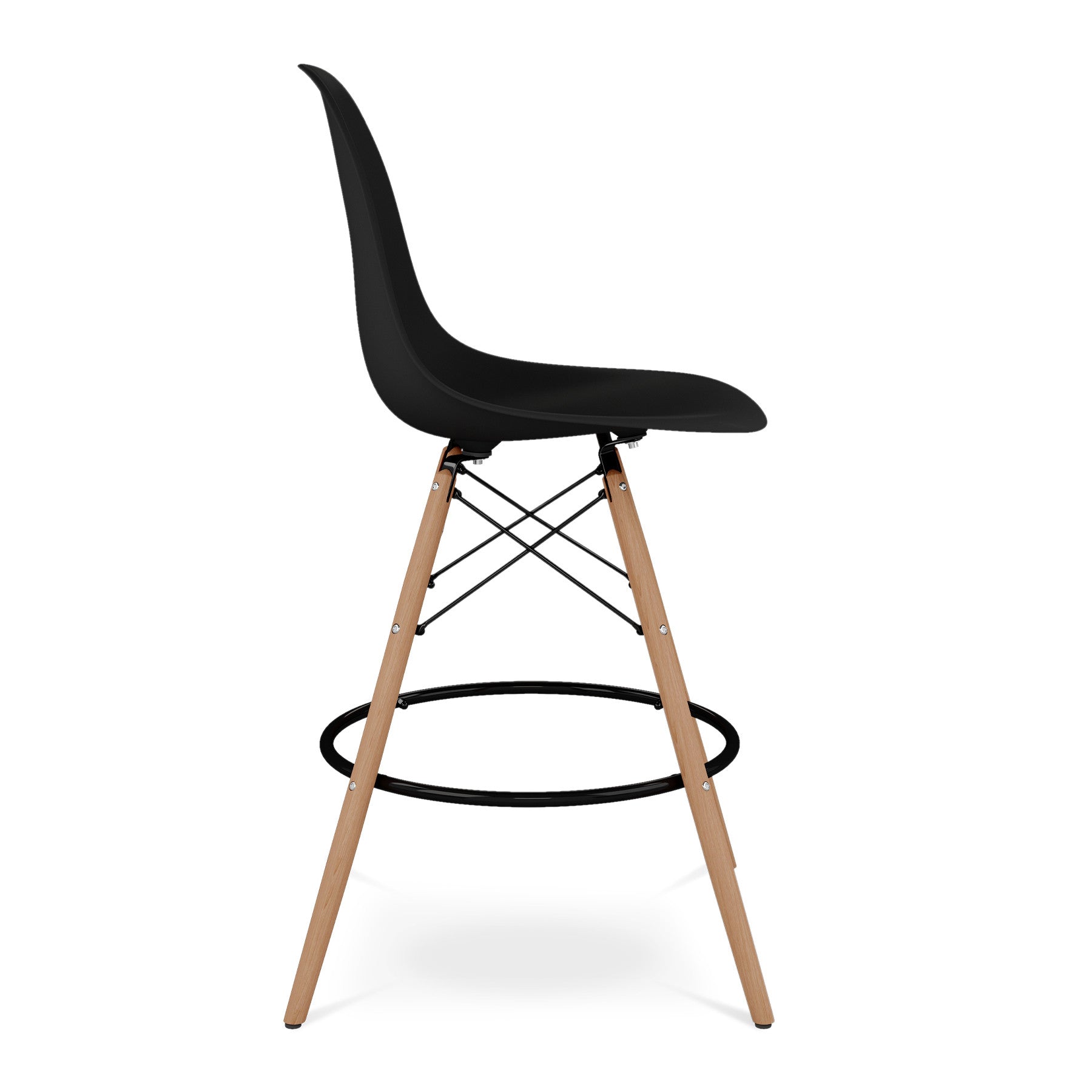 28" Black And Brown Heavy Duty Plastic And Solid Wood Counter Height Bar Chair Homeroots Living Room