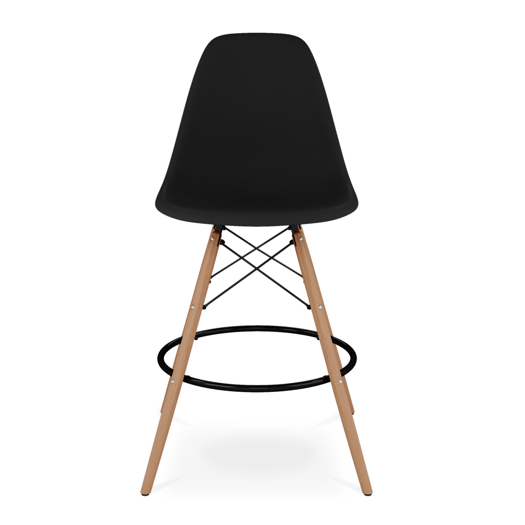 28" Black And Brown Heavy Duty Plastic And Solid Wood Counter Height Bar Chair Homeroots Living Room