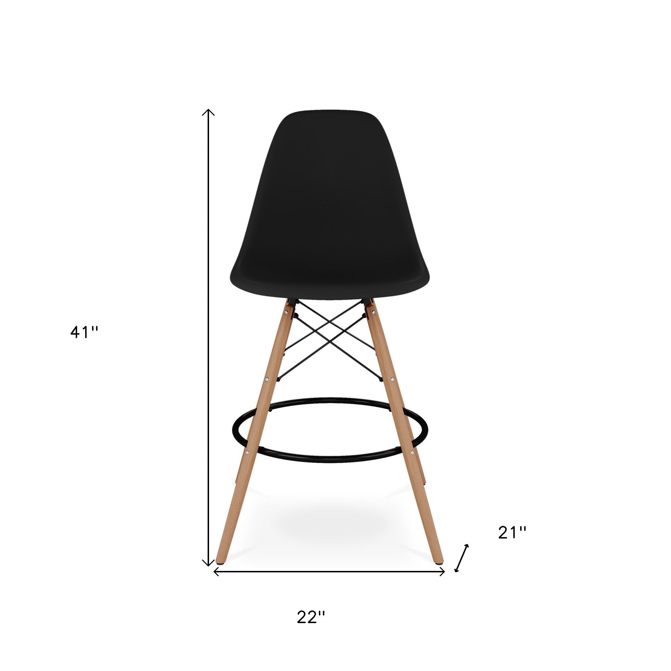 28" Black And Brown Heavy Duty Plastic And Solid Wood Counter Height Bar Chair Homeroots Living Room
