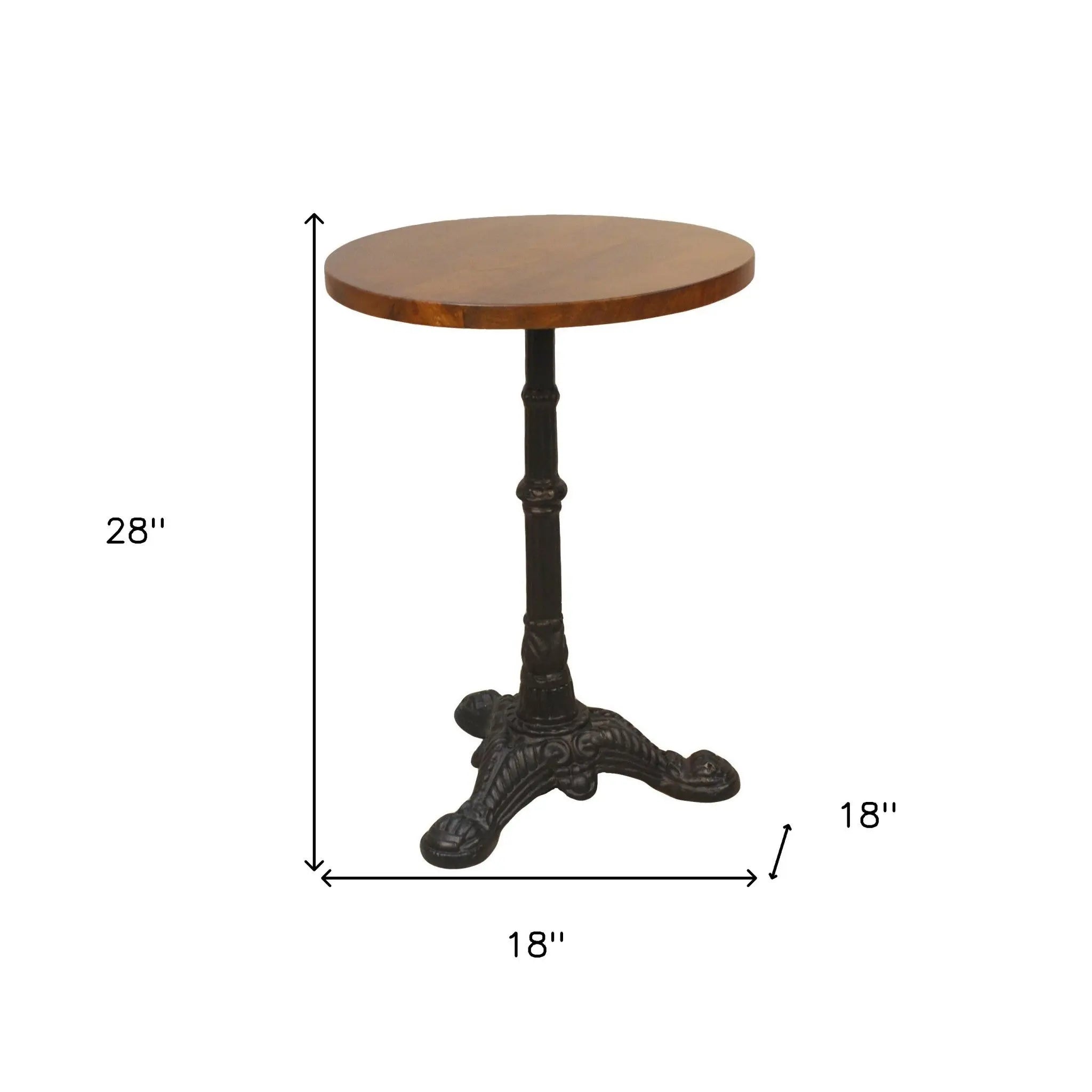 28" Black And Wood Brown Solid Wood And Iron Round End Table Homeroots Living Room