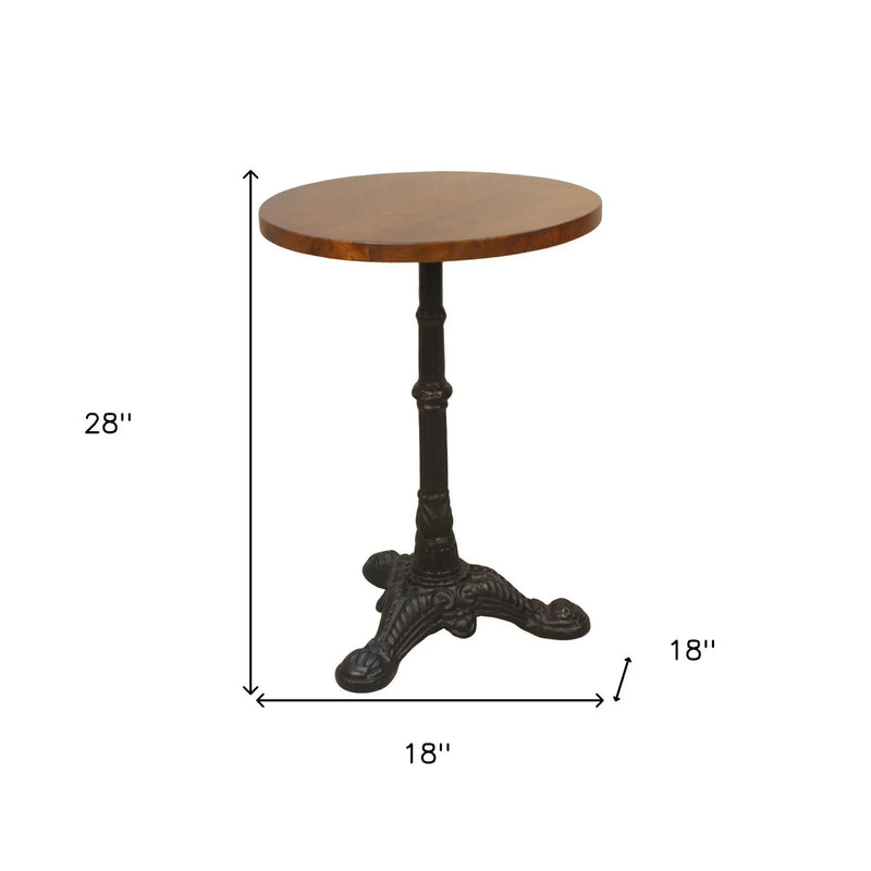 28" Black And Wood Brown Solid Wood And Iron Round End Table Homeroots Living Room