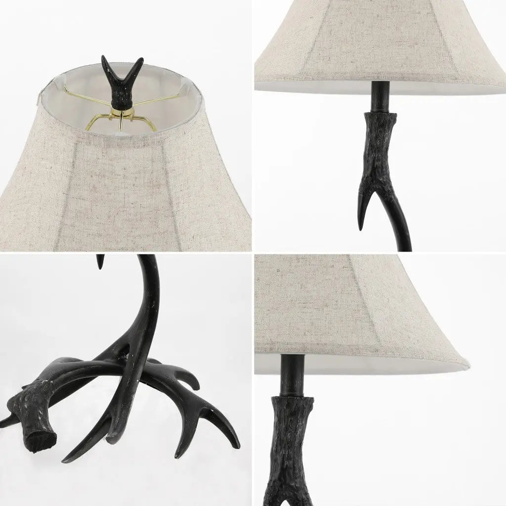 28" Black Antlers Table Lamp With Bell Shade Homeroots Lighting