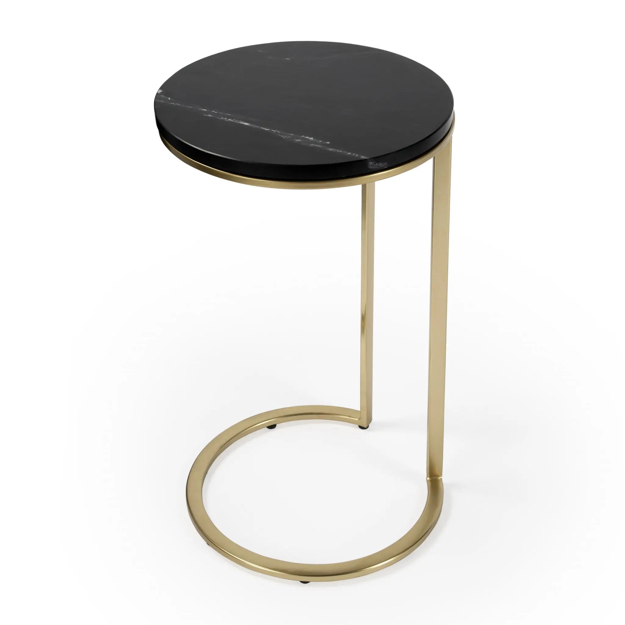28" Black Marble Round End Table Homeroots Living Room