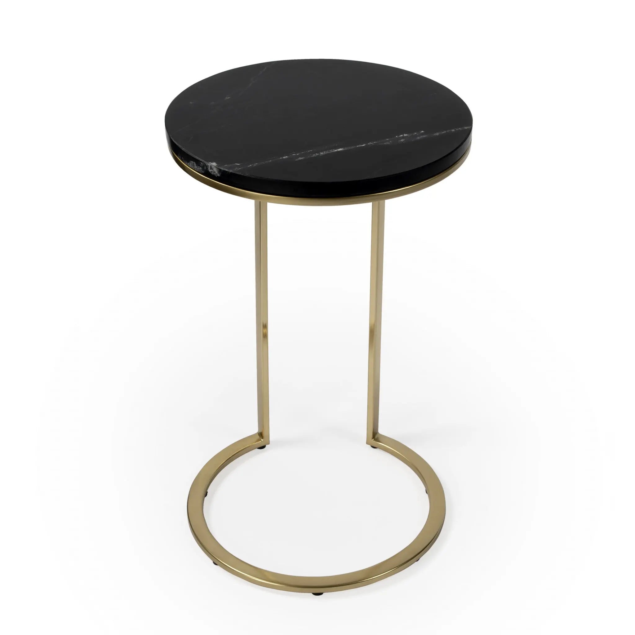 28" Black Marble Round End Table Homeroots Living Room