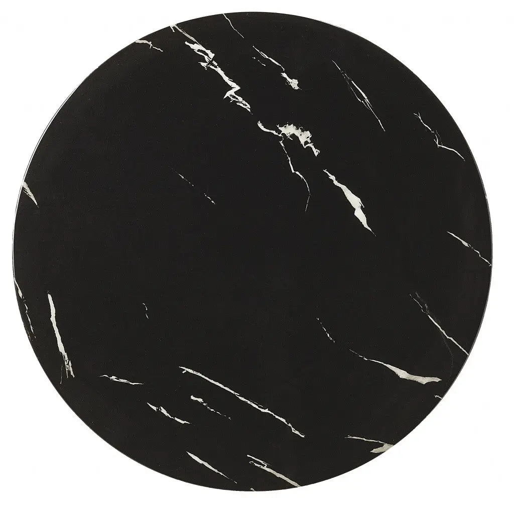 28" Black Marble Round End Table Homeroots Living Room