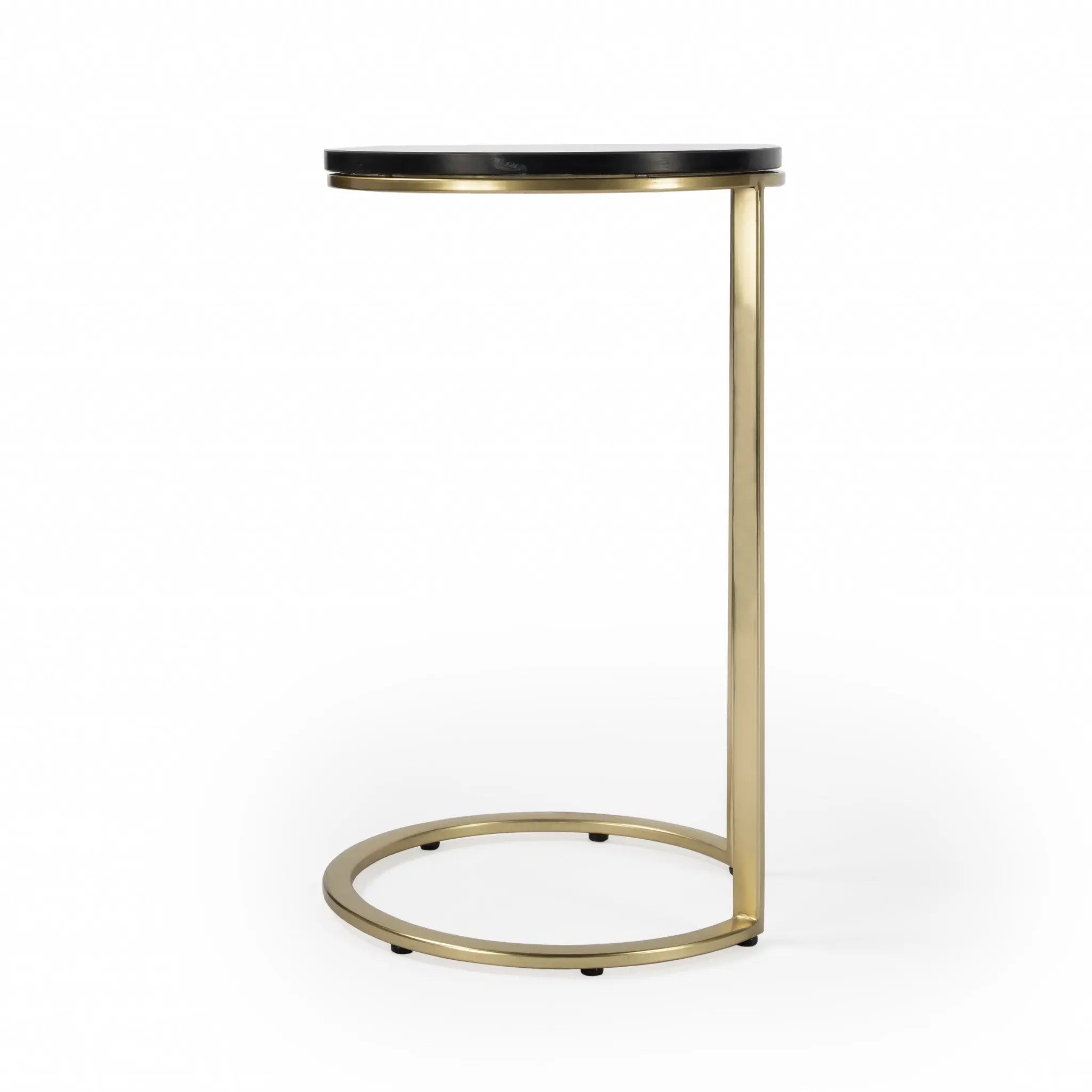 28" Black Marble Round End Table Homeroots Living Room