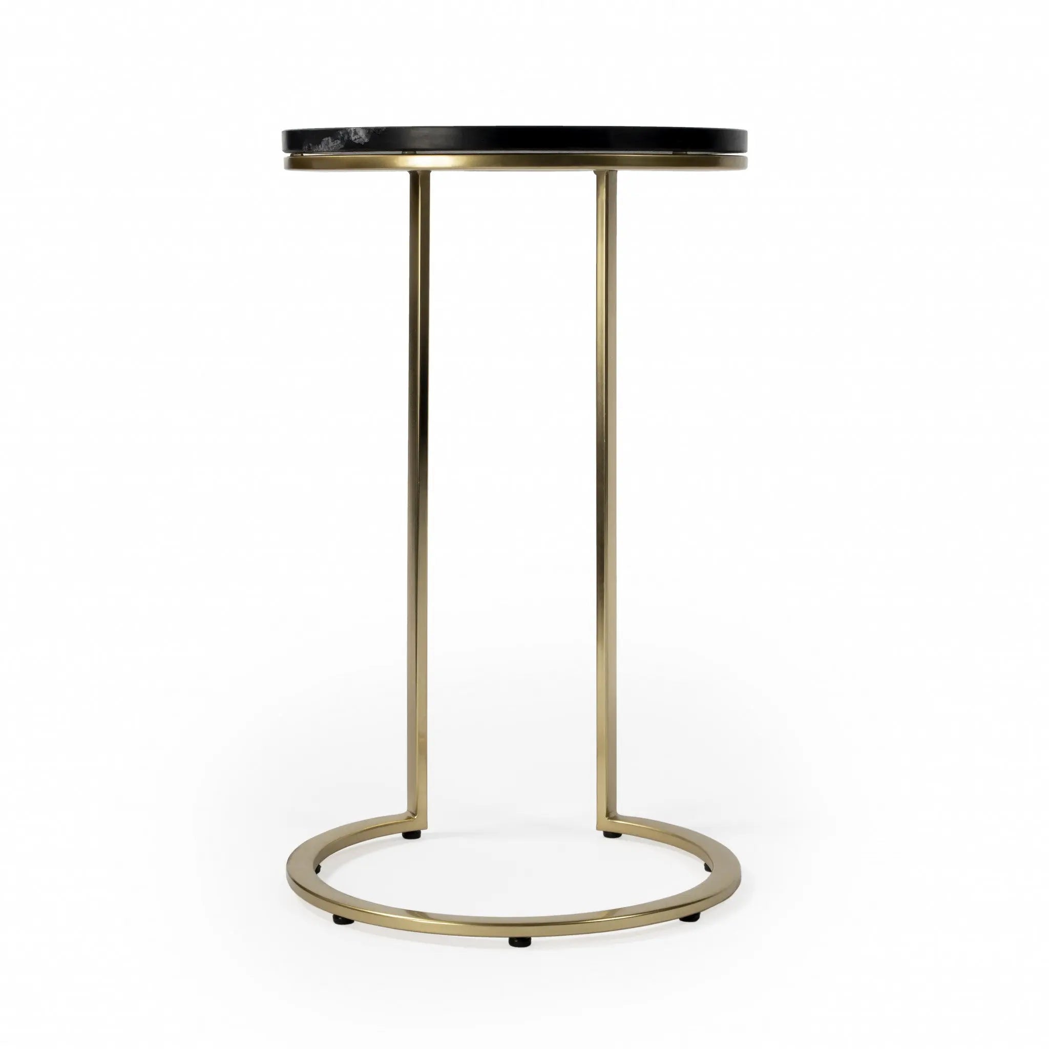 28" Black Marble Round End Table Homeroots Living Room