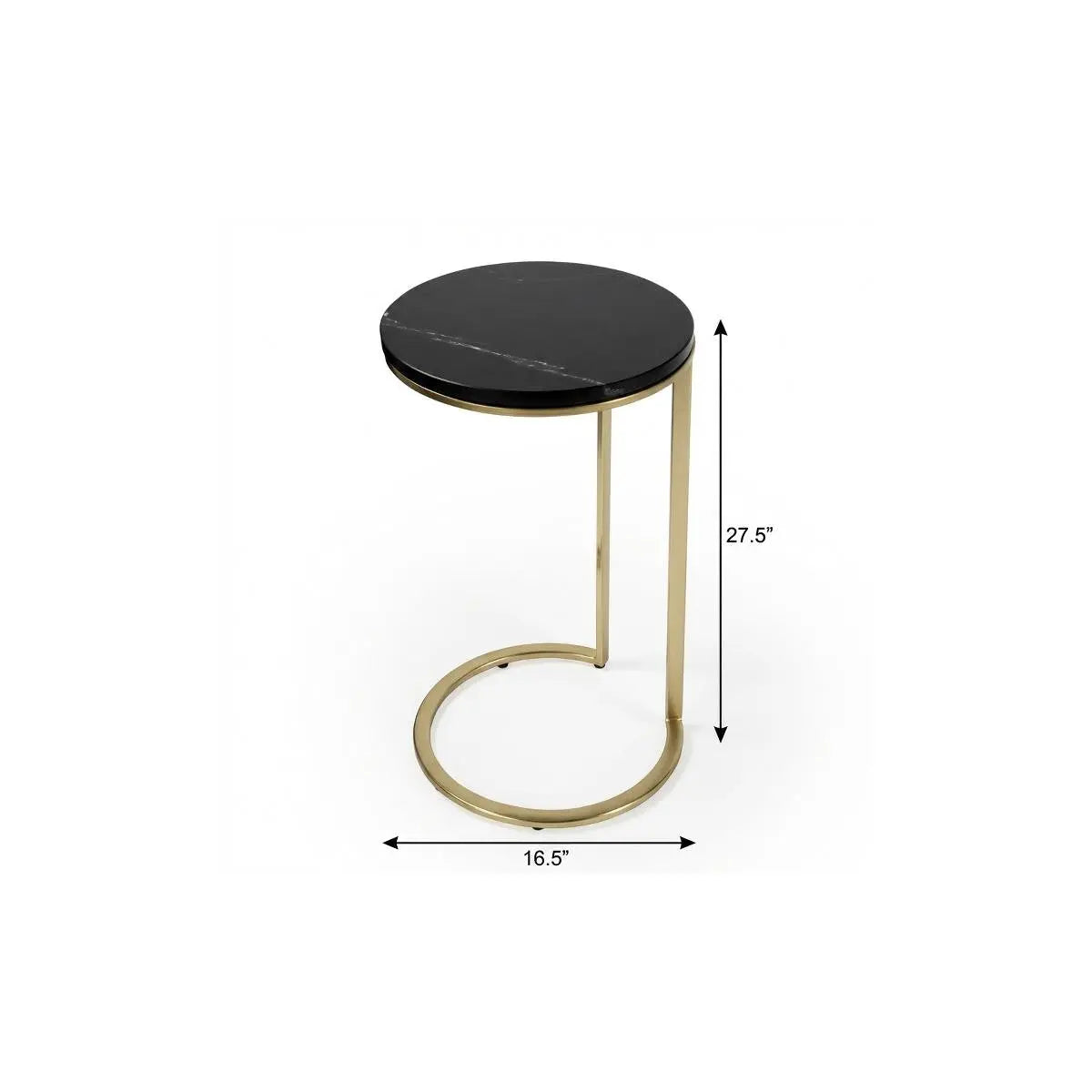 28" Black Marble Round End Table Homeroots Living Room