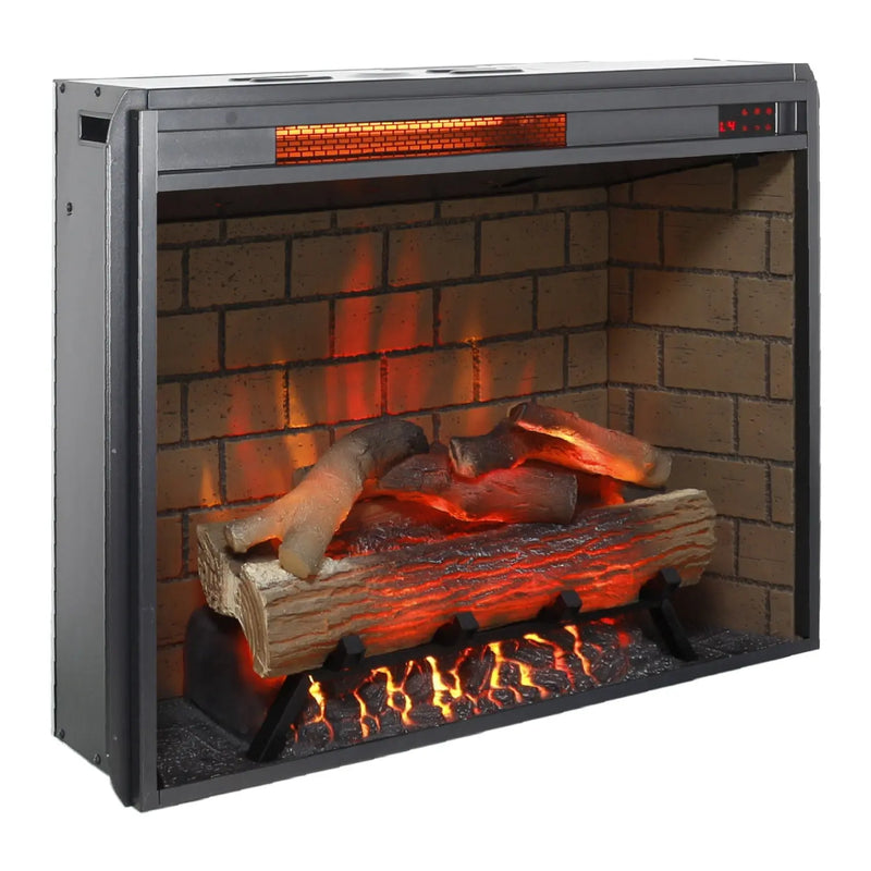 28" Black Metal Electric Fireplace Homeroots Home Decor