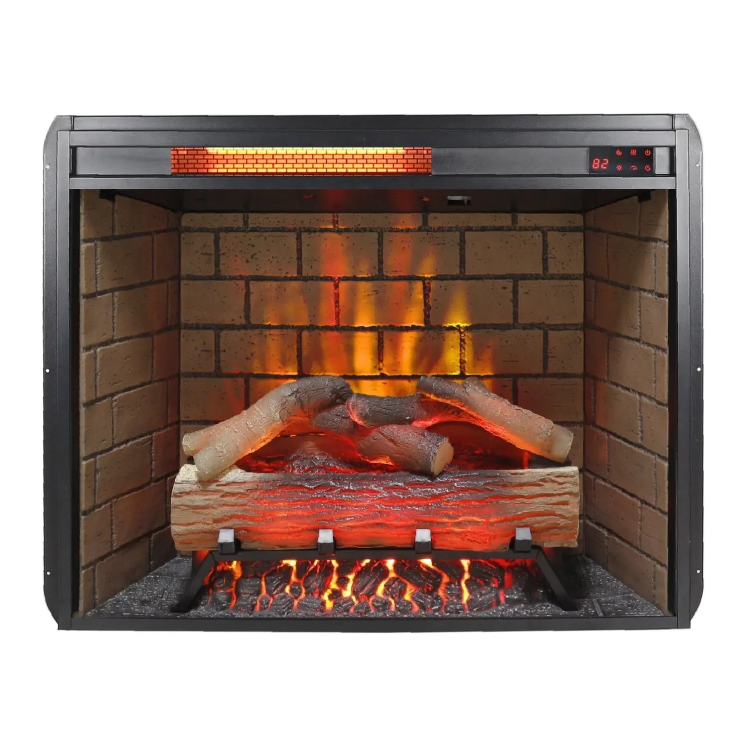 28" Black Metal Electric Fireplace Homeroots Home Decor