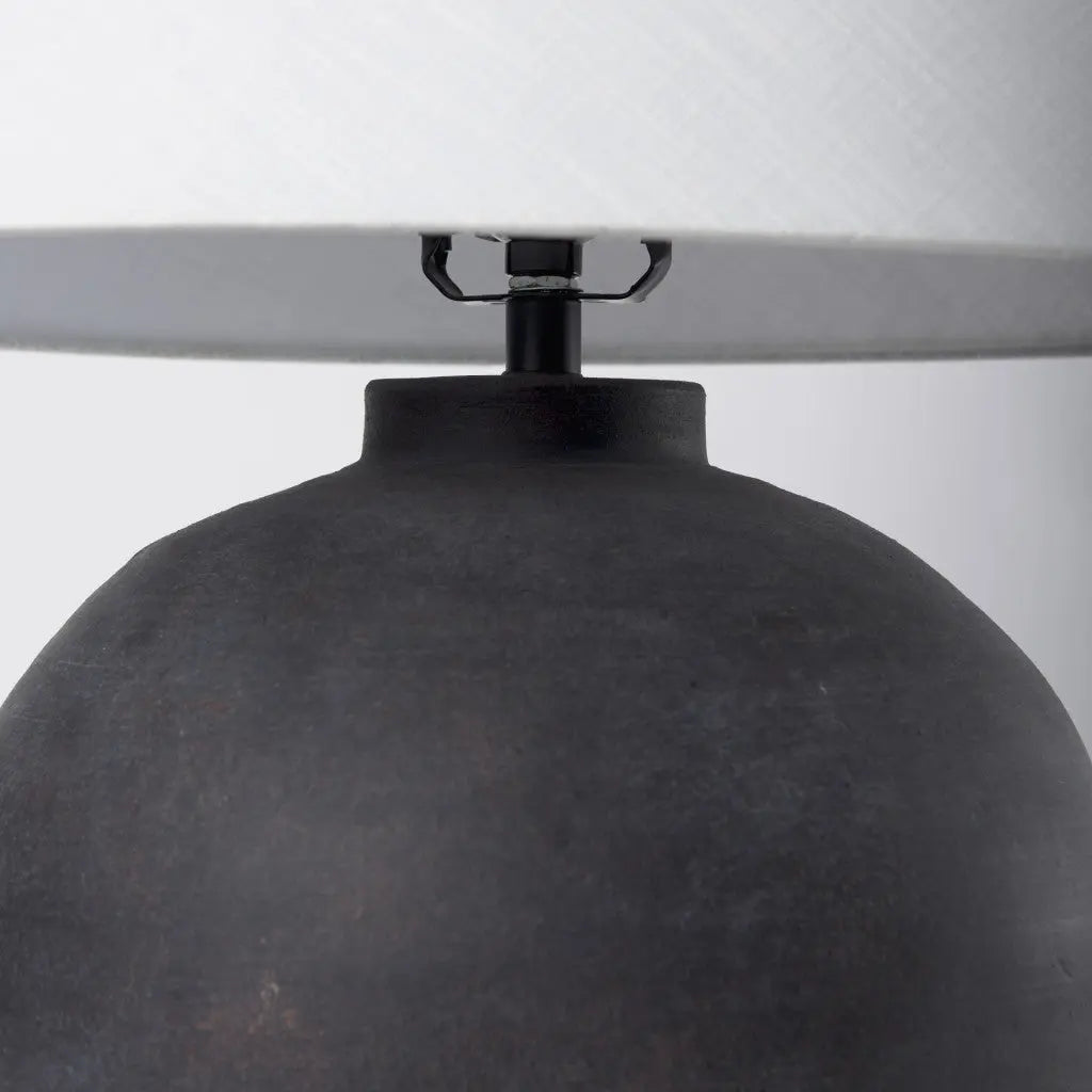 28" Black Novelty Bedside Lamp With Drum Shade Homeroots Lighting