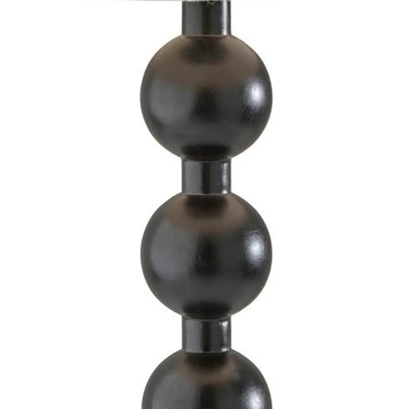 28" Black Solid Wood Candlestick Table Lamp With Off White Drum Shade - GreatEagleInc