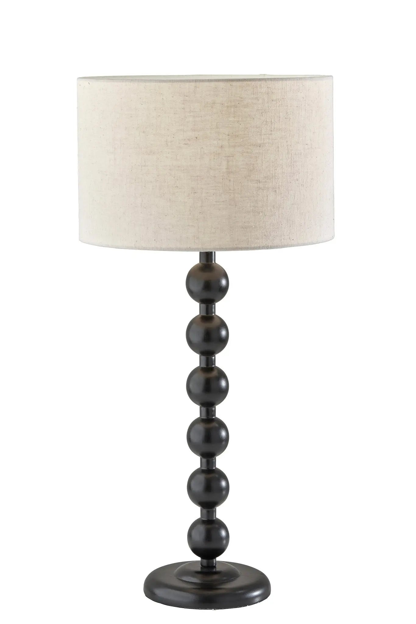 28" Black Solid Wood Candlestick Table Lamp With Off White Drum Shade - GreatEagleInc