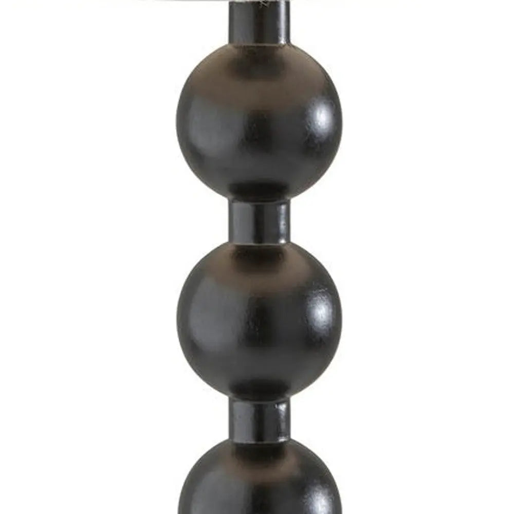 28" Black Solid Wood Candlestick Table Lamp With Off White Drum Shade - GreatEagleInc