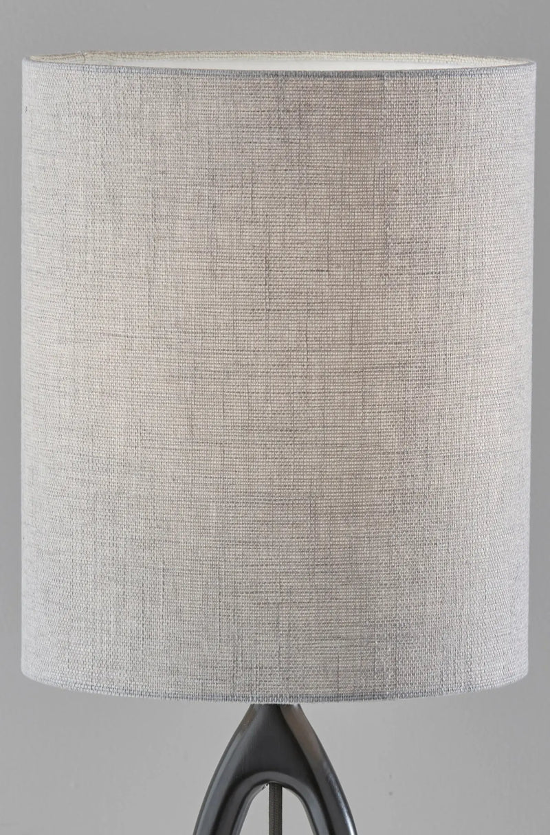 28" Black Solid Wood Round Table Lamp With Gray Drum Shade - GreatEagleInc