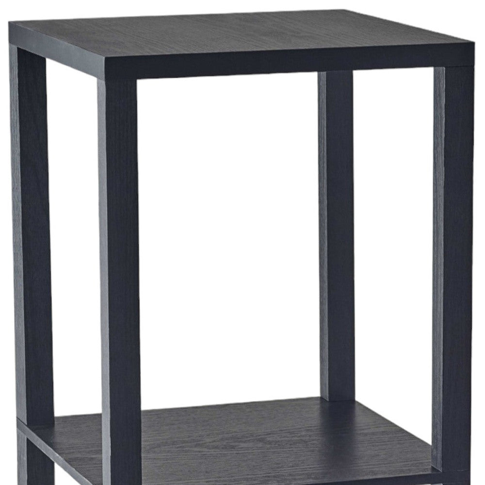 28" Black Square End Table With Two Shelves - GreatEagleInc