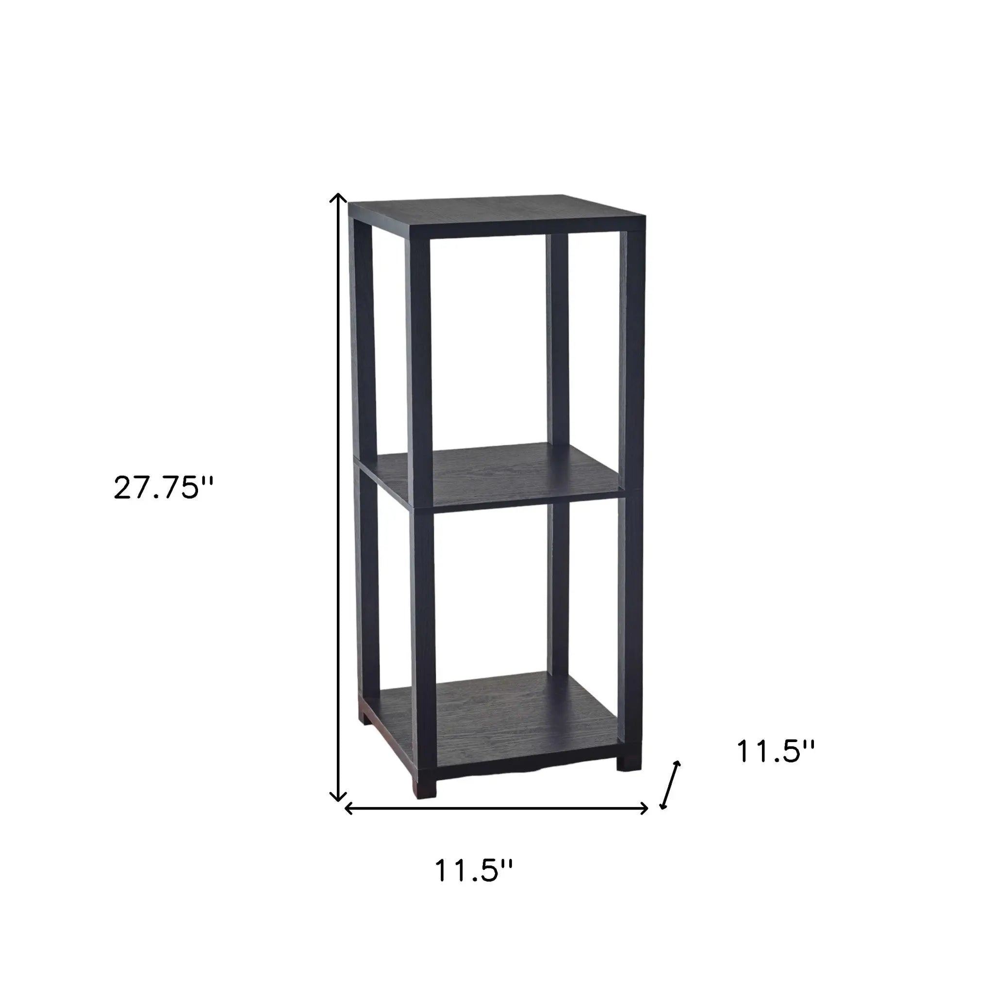 28" Black Square End Table With Two Shelves - GreatEagleInc