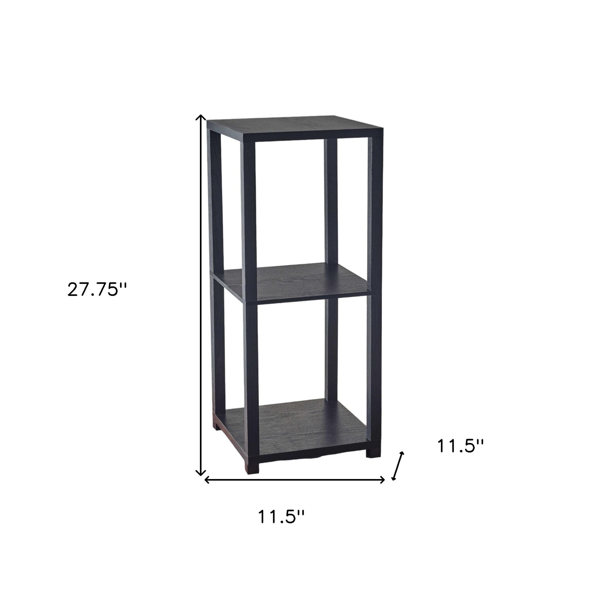 28" Black Square End Table With Two Shelves - GreatEagleInc