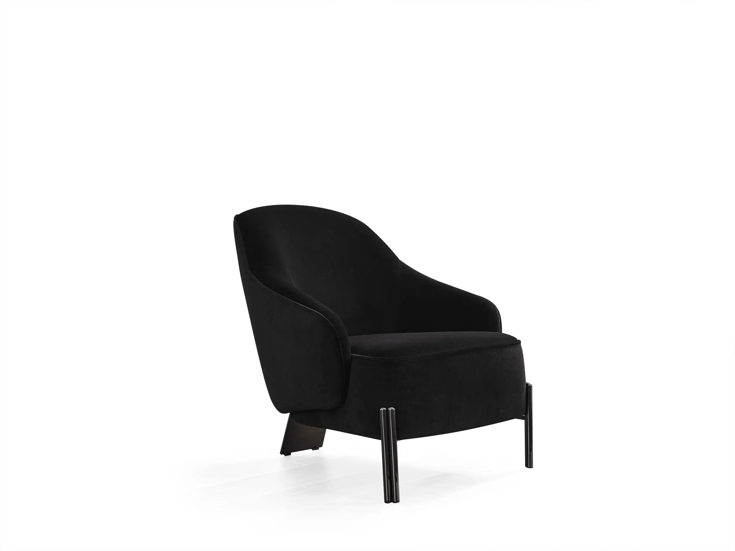 28" Black Velvet and Metal Lounge Chair Homeroots Living Room