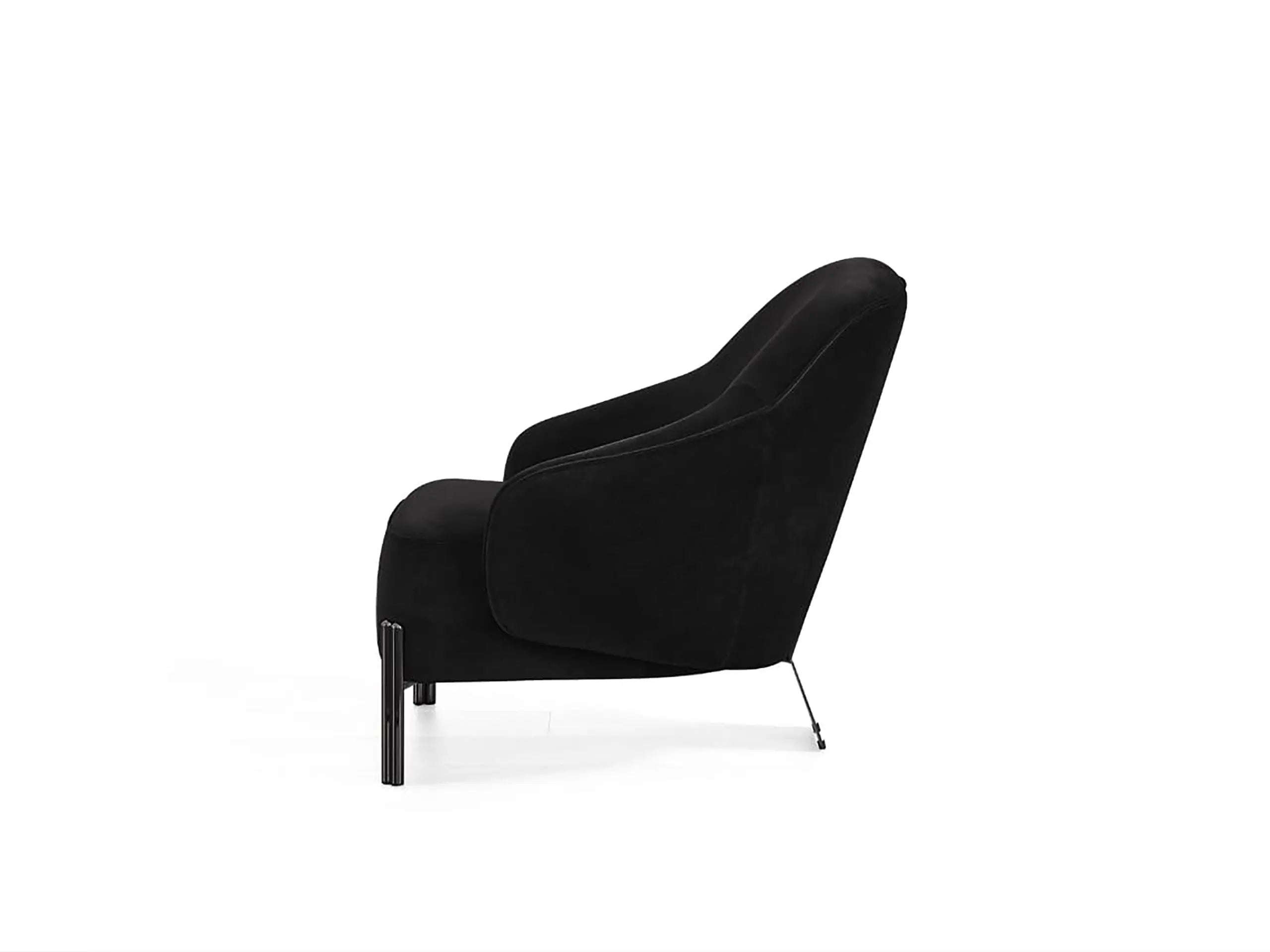 28" Black Velvet and Metal Lounge Chair Homeroots Living Room