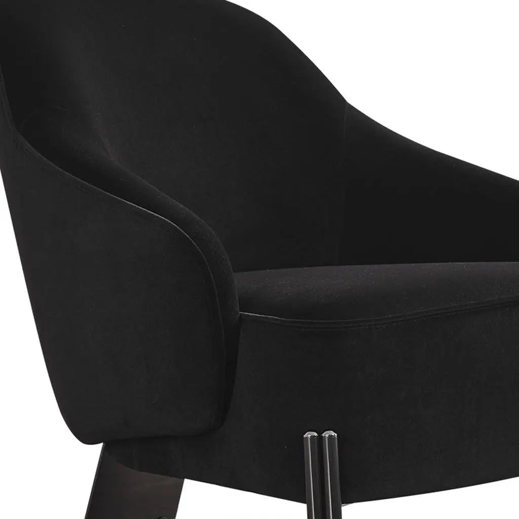28" Black Velvet and Metal Lounge Chair Homeroots Living Room
