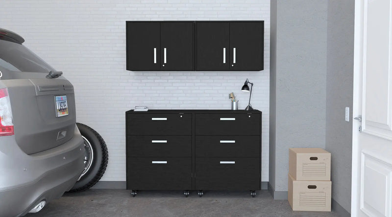 28" Black Wall mounted Accent Cabinet With Four Shelves And Six Drawers Homeroots Kitchen & Dining