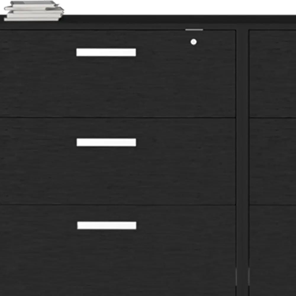 28" Black Wall mounted Accent Cabinet With Four Shelves And Six Drawers Homeroots Kitchen & Dining