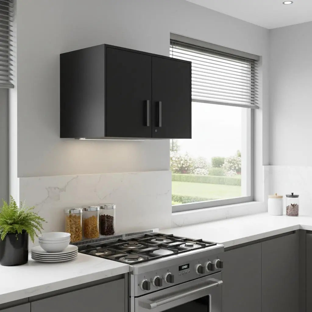 28" Black Wall mounted Accent Cabinet With Four Shelves Homeroots Kitchen & Dining