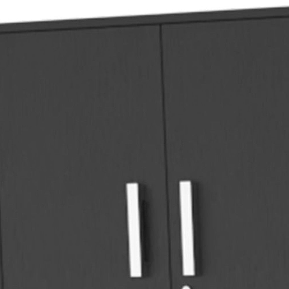 28" Black Wall mounted Accent Cabinet With Nine Shelves And Three Drawers - GreatEagleInc