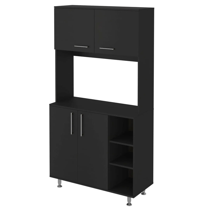 28" Black Wall mounted Accent Cabinet With Nine Shelves And Three Drawers - GreatEagleInc