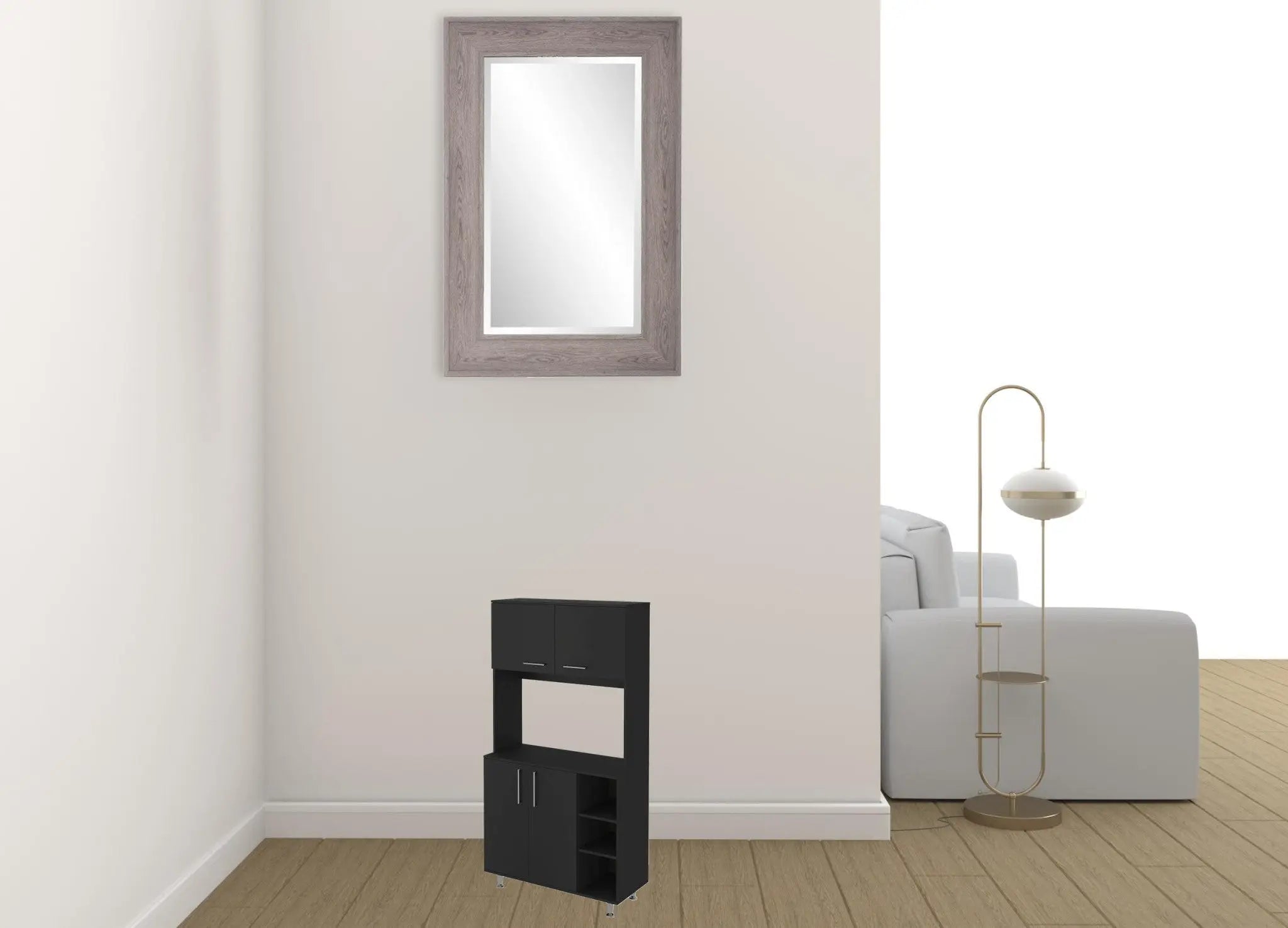28" Black Wall mounted Accent Cabinet With Nine Shelves And Three Drawers - GreatEagleInc