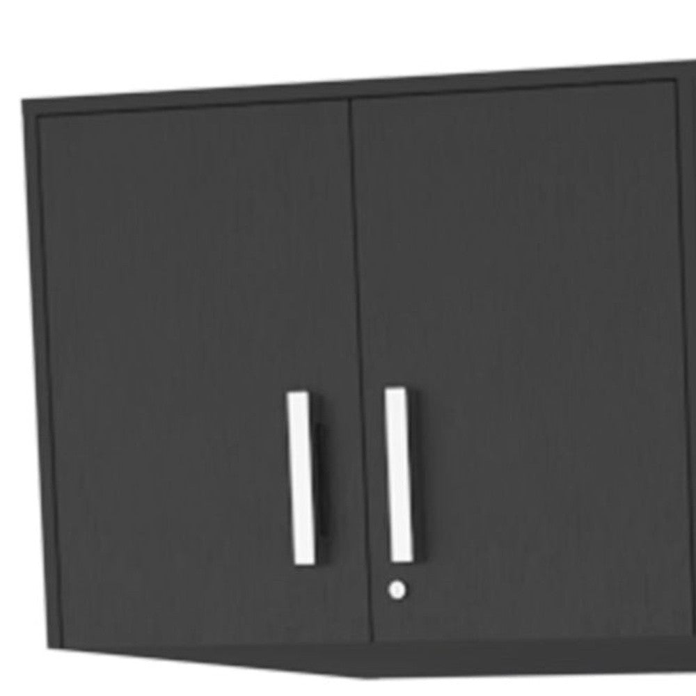 28" Black Wall mounted Accent Cabinet With Nine Shelves And Three Drawers - GreatEagleInc