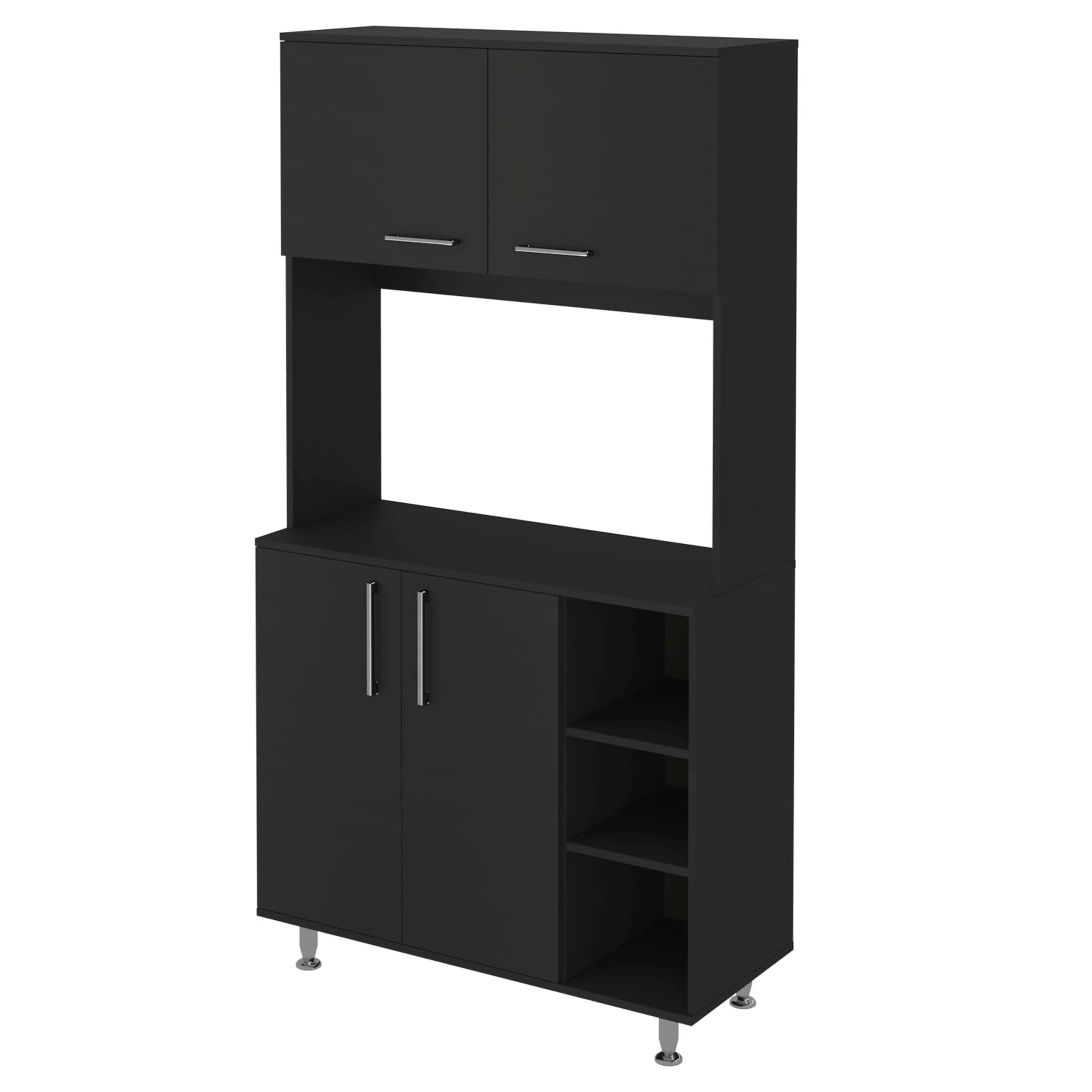28" Black Wall mounted Accent Cabinet With Seven Shelves And Six Drawers - GreatEagleInc