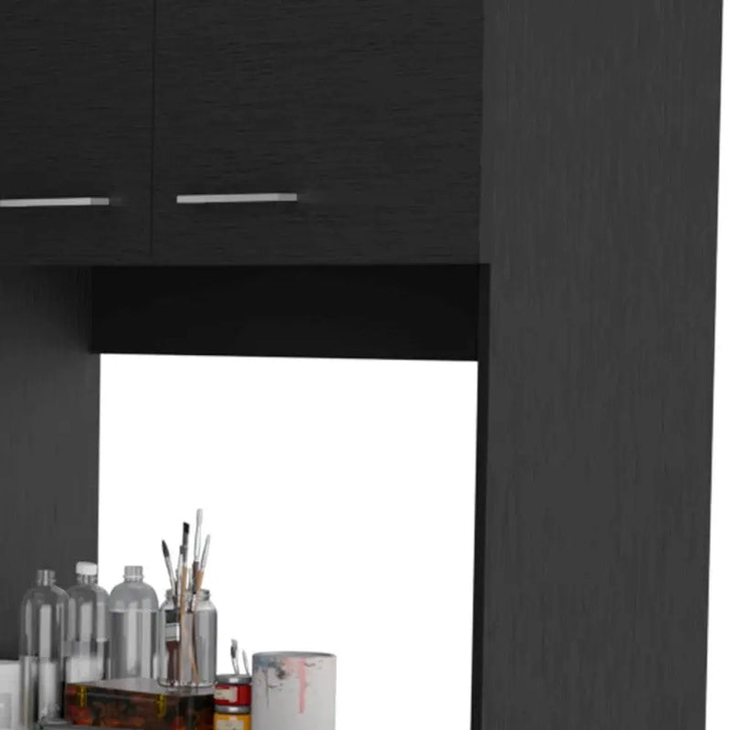 28" Black Wall mounted Accent Cabinet With Seven Shelves And Six Drawers - GreatEagleInc