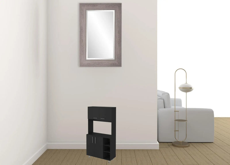 28" Black Wall mounted Accent Cabinet With Seven Shelves And Six Drawers - GreatEagleInc