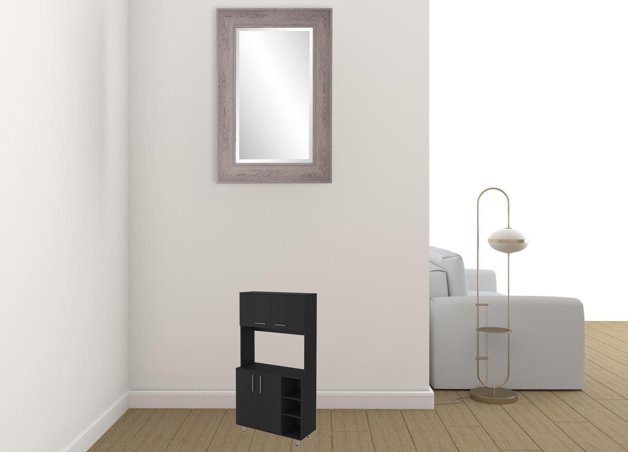 28" Black Wall mounted Accent Cabinet With Seven Shelves And Six Drawers - GreatEagleInc