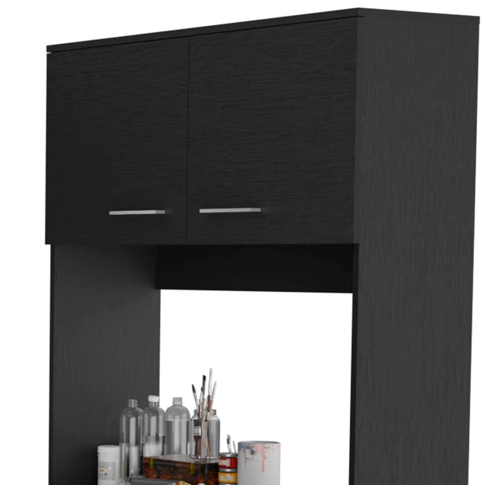 28" Black Wall mounted Accent Cabinet With Seven Shelves And Six Drawers - GreatEagleInc
