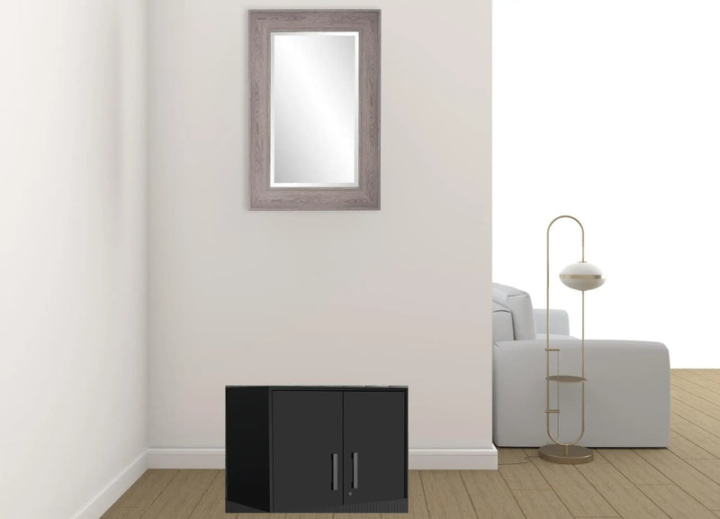 28" Black Wall mounted Accent Cabinet With Six Shelves And Three Drawers - GreatEagleInc